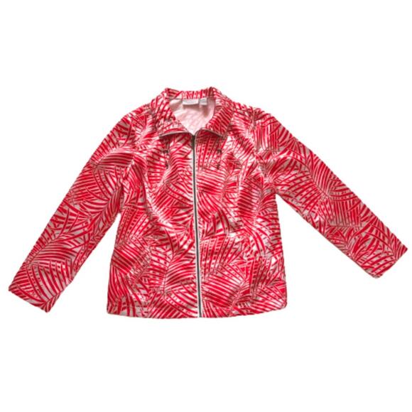 Weekend by Chicos Jacket Tropical Print Lightweight Zip Front Top Jacket Medium - Picture 7 of 10